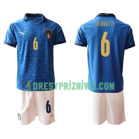 Fotbalový Komplet Itálie Verratti 6 Dětské Domácí ME 2020 Krátký Rukáv (+ trenýrky)